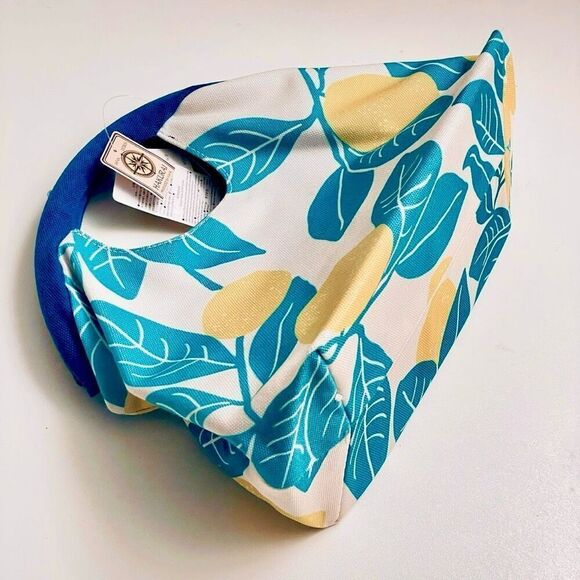 NWT Hakurai Off White Canvas Lemons & Leaves print  Gamaguchi clasped handle Bag - Picture 4 of 12